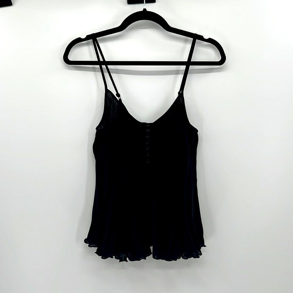 Free People Pleated Semi-Sheer tank top - Black - XS